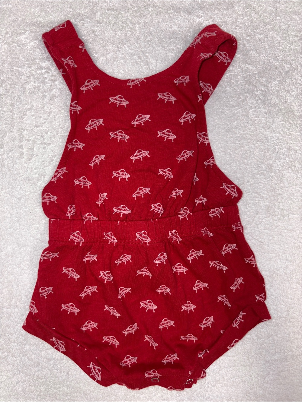 kate quinn Red UFO Print little Liam Baby shortalls Overalls 3/6m